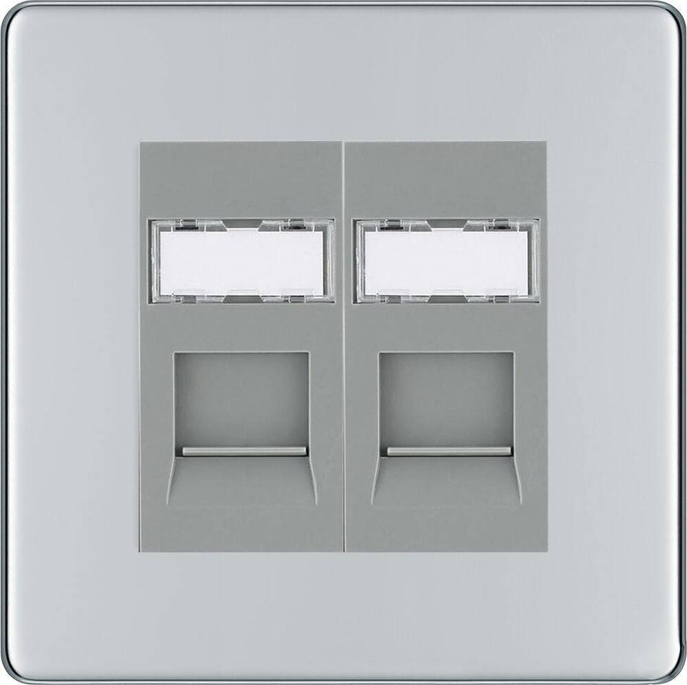 BG Nexus Screwless Polished Chrome Double RJ45 Cat6 Data Outlet ...