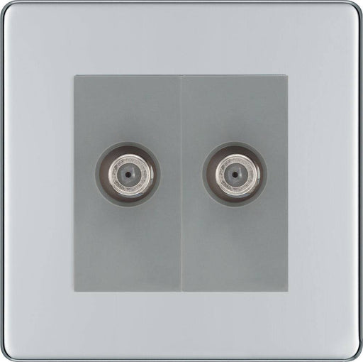 BG Nexus Screwless Polished Chrome Double Satellite Socket FPC642G Available from RS Electrical Supplies