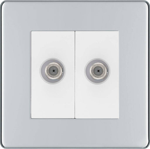 BG Nexus Screwless Polished Chrome Double Satellite Socket FPC642W Available from RS Electrical Supplies