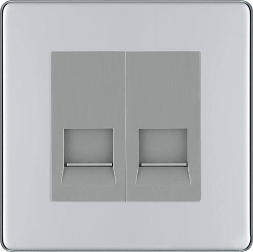 BG Nexus Screwless Polished Chrome Double Secondary Telephone Socket FPCBTS2G Available from RS Electrical Supplies