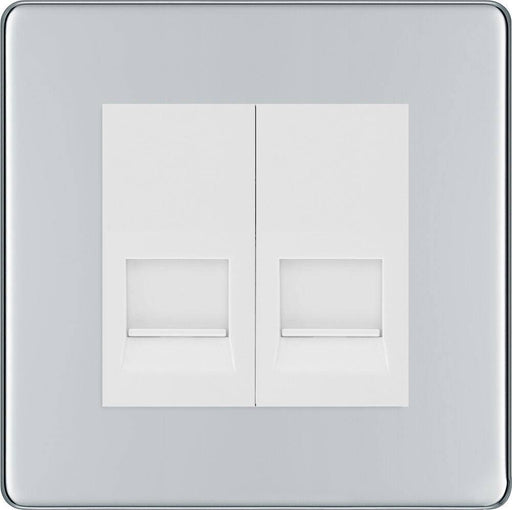 BG Nexus Screwless Polished Chrome Double Secondary Telephone Socket FPCBTS2W Available from RS Electrical Supplies