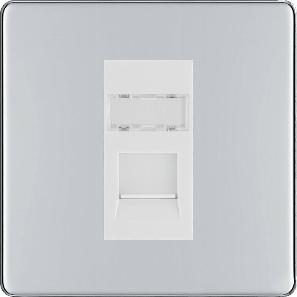 BG Nexus Screwless Polished Chrome RJ45 Cat5E Data Outlet FPCRJ451W ...