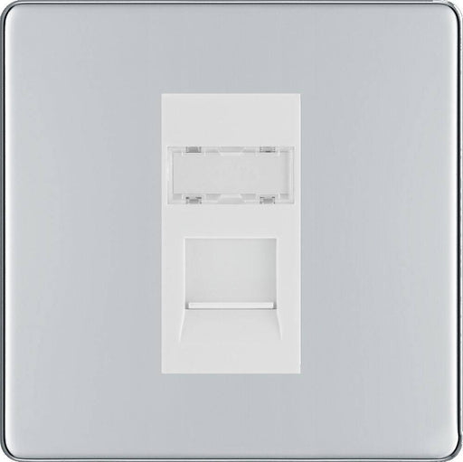 BG Nexus Screwless Polished Chrome RJ45 Cat5E Data Outlet FPCRJ451W Available from RS Electrical Supplies