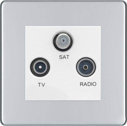 BG Nexus Screwless Polished Chrome TV/FM/SAT Socket FPC67W Available from RS Electrical Supplies