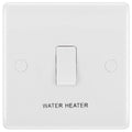 BG White Moulded 20A DP Switch with Flex and Marked Water Heater 832WH Available from RS Electrical Supplies