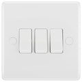 BG White Moulded 3G 2W Light Switch 843 Available from RS Electrical Supplies