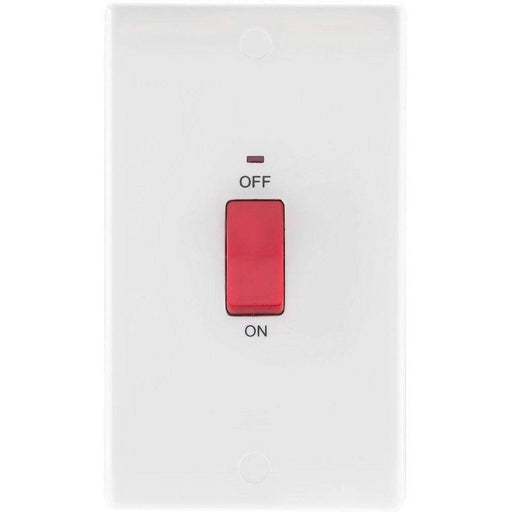 BG White Moulded 45A Cooker Switch with Neon 872 Available from RS Electrical Supplies