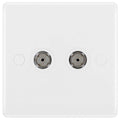BG White Moulded Double Co-axial Socket 861 Available from RS Electrical Supplies