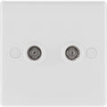BG White Moulded Isolated Double Co-axial Socket 863 Available from RS Electrical Supplies