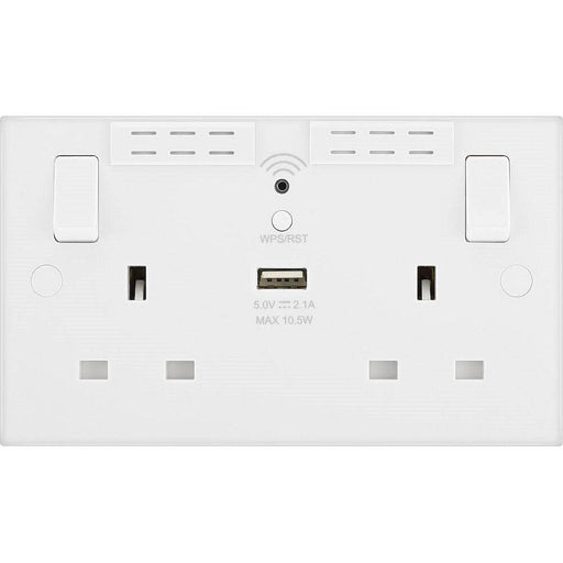 BG Square Edge White Moulded Wi-Fi Extender USB Socket 922UWR Available from RS Electrical Supplies