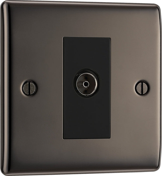 BG Nexus Metal Black Nickel Co-axial Socket NBN60B left side Available from RS Electrical Supplies