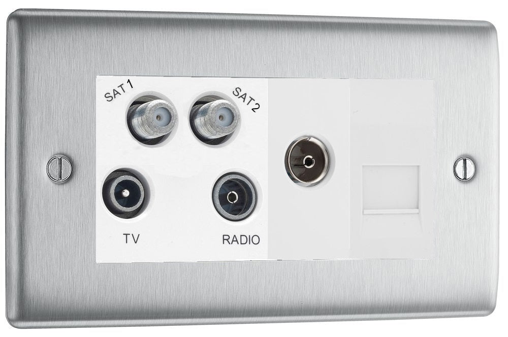 BG Nexus Metal Brushed Steel Combination TV Socket NBS69W additional product image 2