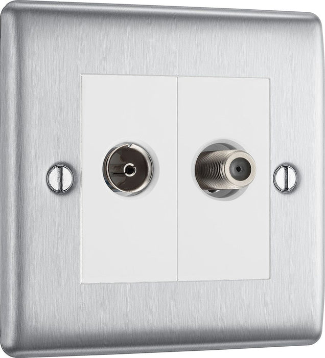 BG Nexus Metal Brushed Steel TV & Satellite Socket NBS65W additional product image 2