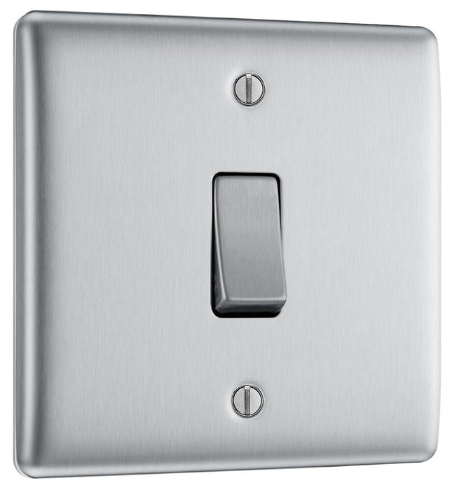 Metallic light switch on a white background side