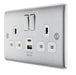 BG Nexus Metal Brushed Steel 13A Double USB Socket with 12W A+C Ports NBS22UAC12W additional product image 2