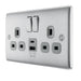 BG Nexus Metal Brushed Steel 13A Double USB Socket with 12W A+C Ports NBS22UAC12G additional product image 2