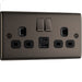 BG Nexus Metal Black Nickel 13A Double USB Socket with 12W A+C Ports left side NBN22UAC12B Available from RS Electrical Supplies