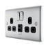 BG Nexus Metal Brushed Steel 13A Double USB Socket with 12W A+C Ports NBS22UAC12BAvailable from RS Electrical