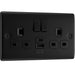 BG Nexus Metal Matt Black Double A & C USB Socket 12W NFB22UAC12B left side