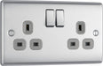 BG Nexus Metal Brushed Steel 13A Double Socket 10 Pack NBS22G additional product image 2