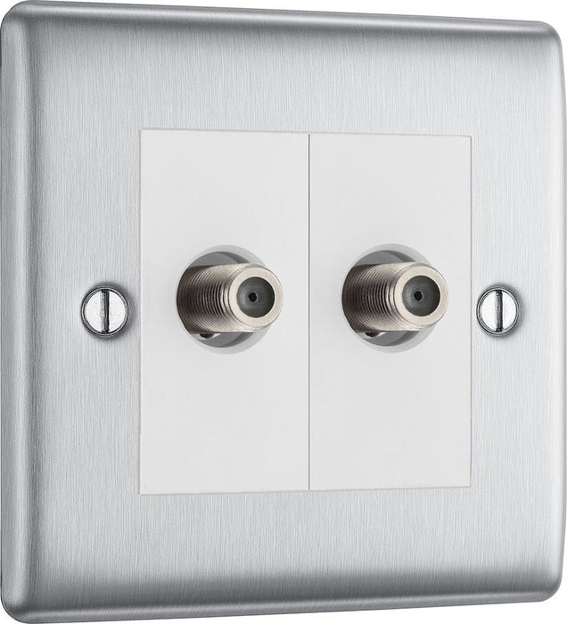 BG Nexus Metal Brushed Steel Double Satellite Socket NBS642W additional product image 2