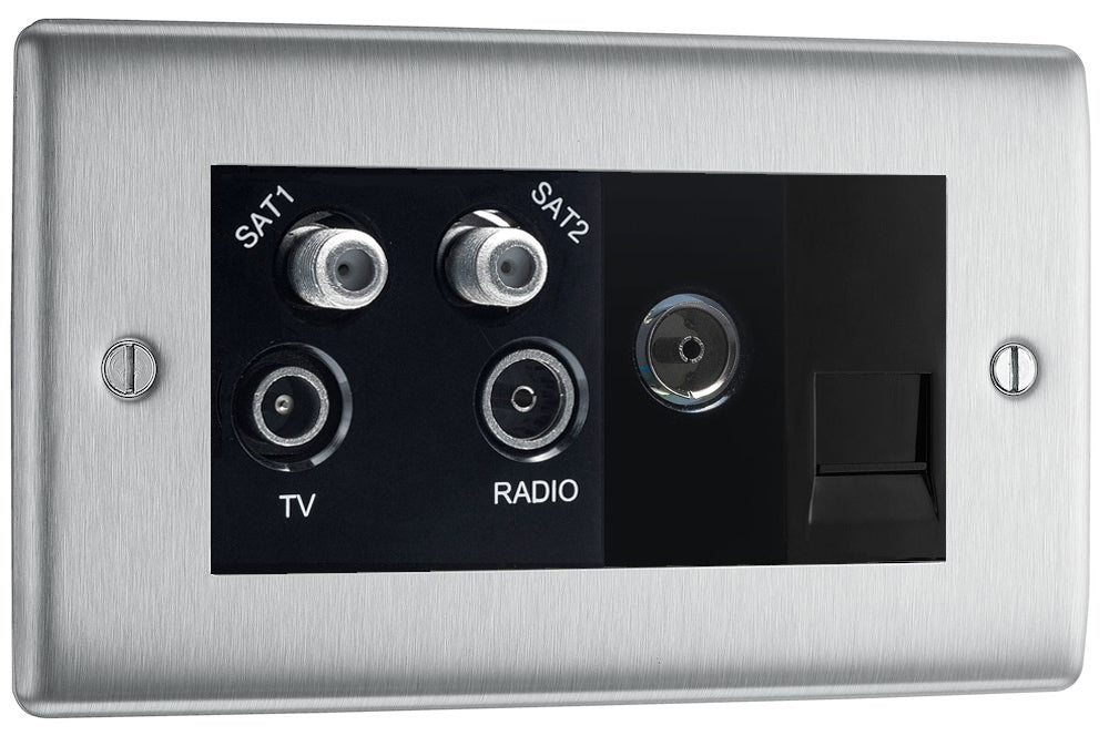 BG Nexus Metal Brushed Steel Combination TV Socket NBS69B additional product image 2