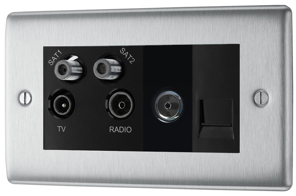 BG Nexus Metal Brushed Steel Combination TV Socket NBS69B additional product image 3