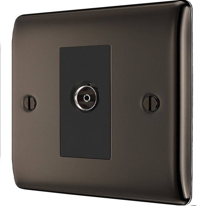 BG Nexus Metal Black Nickel Co-axial Socket NBN60B right side Available from RS Electrical Supplies