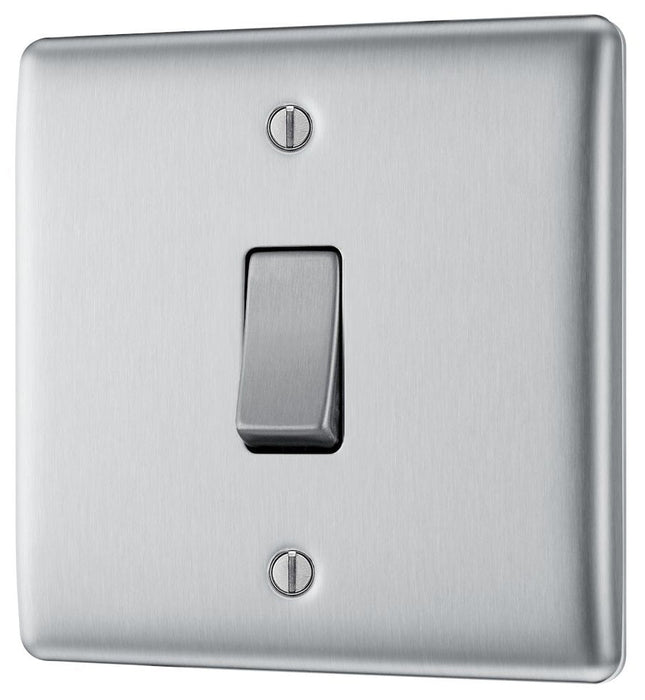 Metallic light switch on a white background profile
