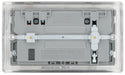 Metallic electrical socket with USB ports and switch on a white background back