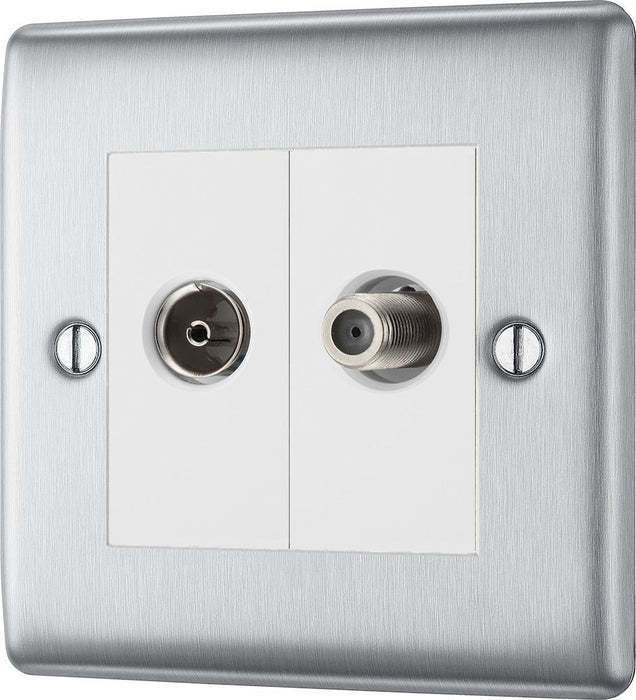 BG Nexus Metal Brushed Steel TV & Satellite Socket NBS65W additional product image 3