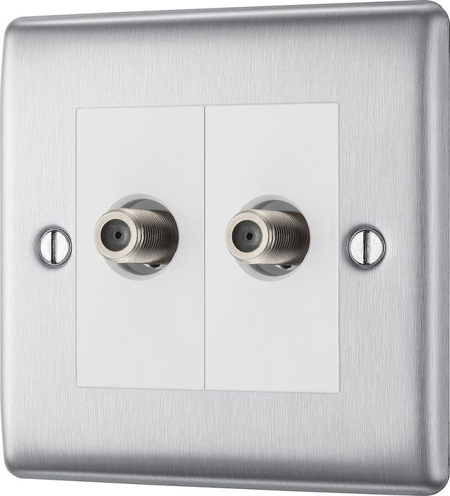 BG Nexus Metal Brushed Steel Double Satellite Socket NBS642W additional product image 3