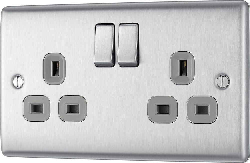 BG Nexus Metal Brushed Steel 13A Double Socket 10 Pack NBS22G additional product image 3