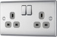BG Nexus Metal Brushed Steel 13A Double Socket 10 Pack NBS22G additional product image 3