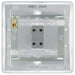 Metallic light switch on a white background living room setting