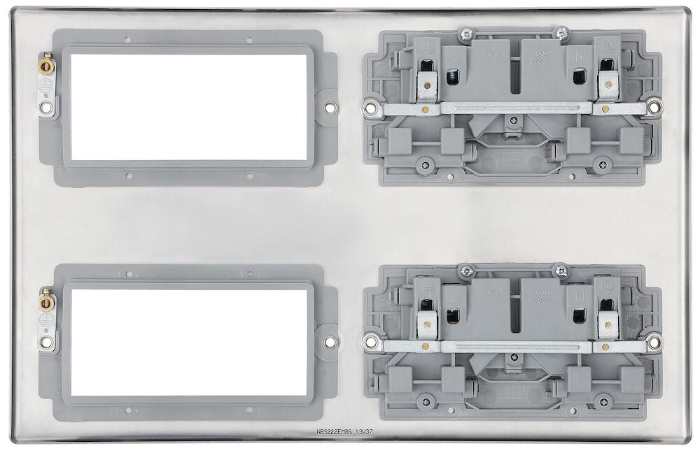 BG Nexus Metal Brushed Steel Double Socket Combination Plate NBS222EM8G additional product image 4
