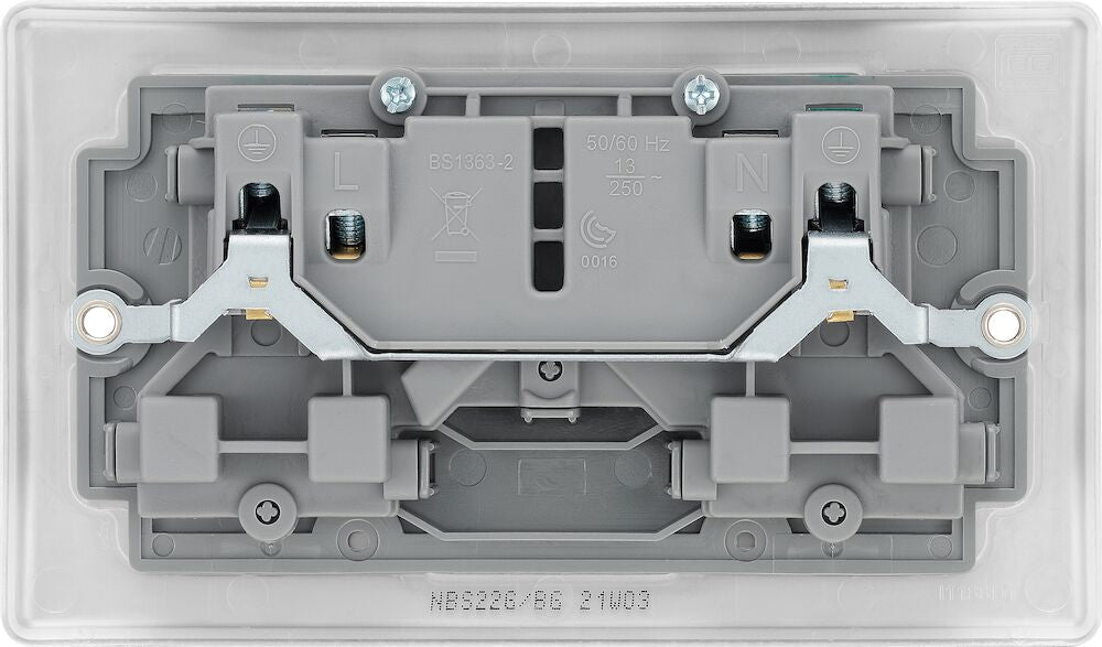 BG Nexus Metal Brushed Steel 13A Double Socket 10 Pack NBS22G additional product image 4