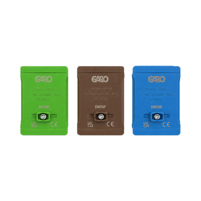 Garo 100A 3 Pack 5 Pole Connector Block Blue Brown & GY