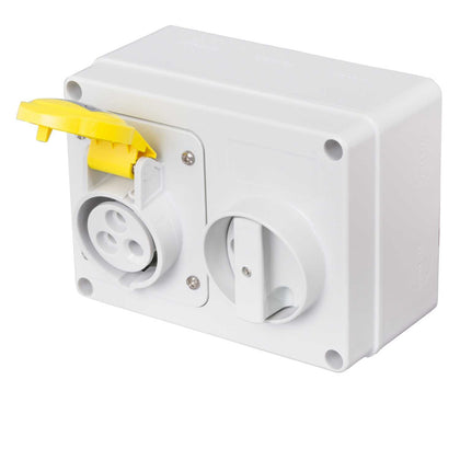 Gewiss Interlocked Switched Socket 16A 2P & E 110V GW66001