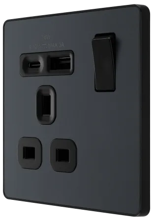 BG Evolve Matt Grey 13A A+C USB Socket PCDMG21UAC18B