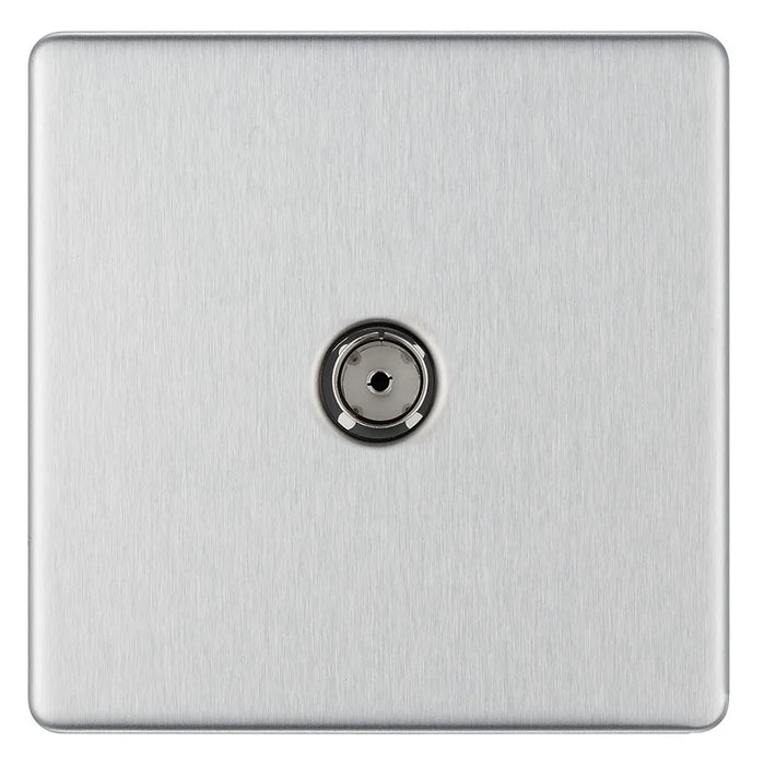Knightsbridge Unisolated Coaxial TV Outlet, Brushed Chrome SF0100BC