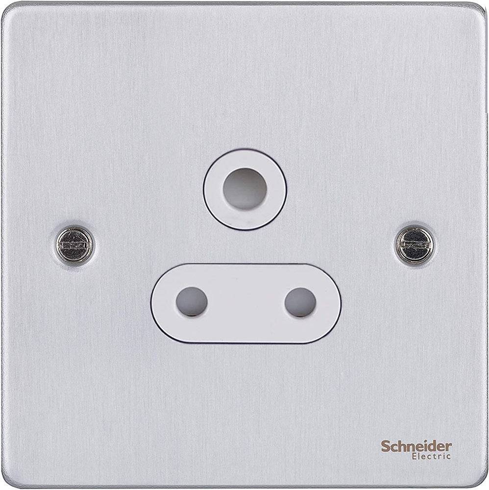 Schneider Ultimate Low Profile Brushed Chrome 5A Unswitched Socket