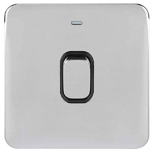 Schneider Lisse Deco Polished Chrome 20A Double Pole Switch Neon GGBL2011BPCAvailable from RS Electrical Supplies