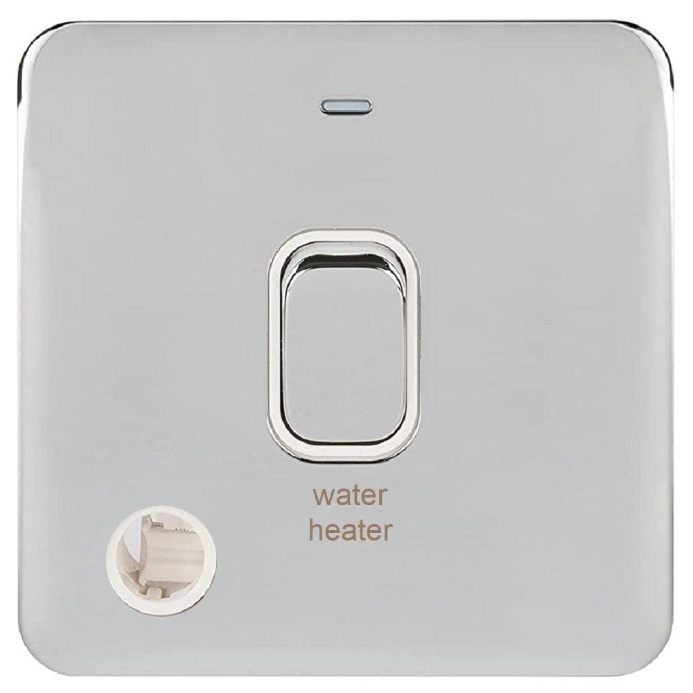 Schneider Lisse Deco Polished Chrome 20A Double Pole Switch Neon