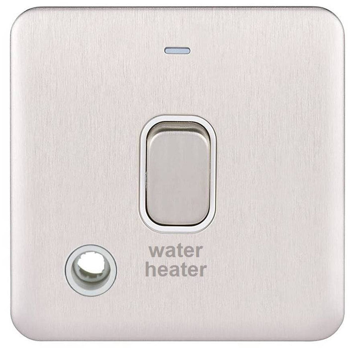 Schneider Lisse Deco Stainless Steel 20A Double Pole Switch Neon & Water Heater GGBL2014WHWSS