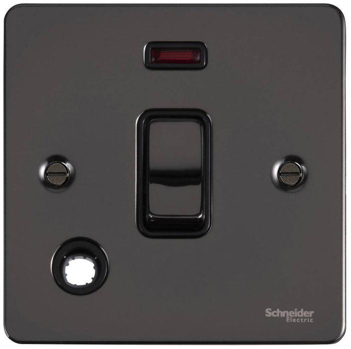 Schneider Ultimate Flat Plate Black Nickel 20A Double Pole Switch Flex & Neon GU2214BBN