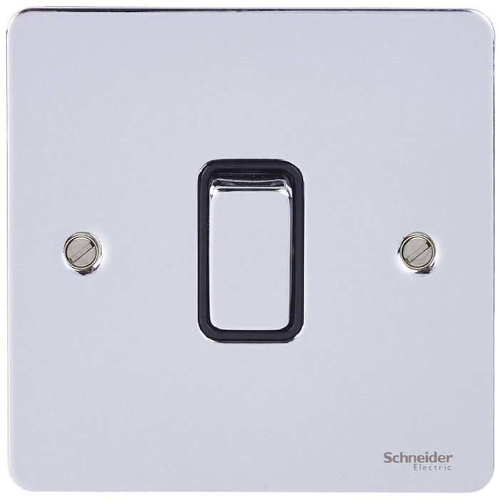 Schneider Ultimate Flat Plate Polished Chrome 20A Double Pole Switch GU2210BPC
