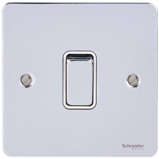 Schneider Ultimate Flat Plate Polished Chrome 20A Double Pole Switch GU2210WPCAvailable from RS Electrical Supplies