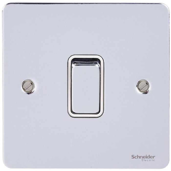 Schneider Ultimate Flat Plate Polished Chrome 20A Double Pole Switch GU2210WPC