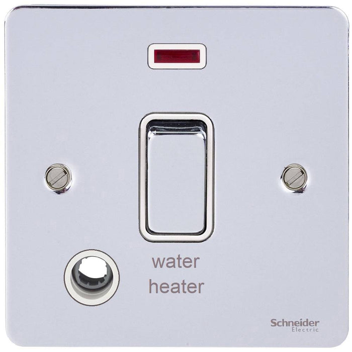 Schneider Ultimate Flat Plate Polished Chrome 20A DP Switch Neon, Flex & Water Heater GU2214WHWPC